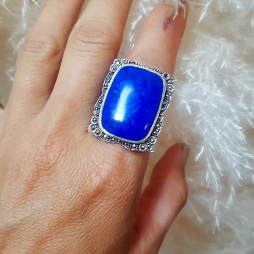 Lapis and Silver 925 Ring Size 7